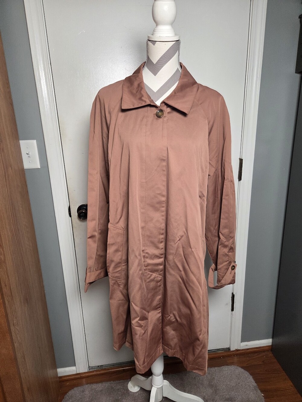 Woman Within 26W  Rose-Tan Long Trench Coat
